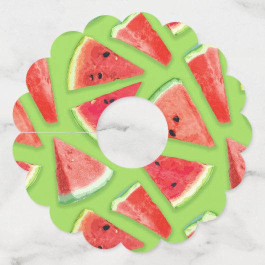 Watermelonpatrooncreatie 3 wijnglaslabel (Voorkant)