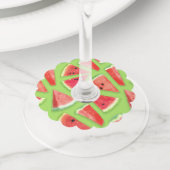 Watermelonpatrooncreatie 3 wijnglaslabel (Dichtbij)