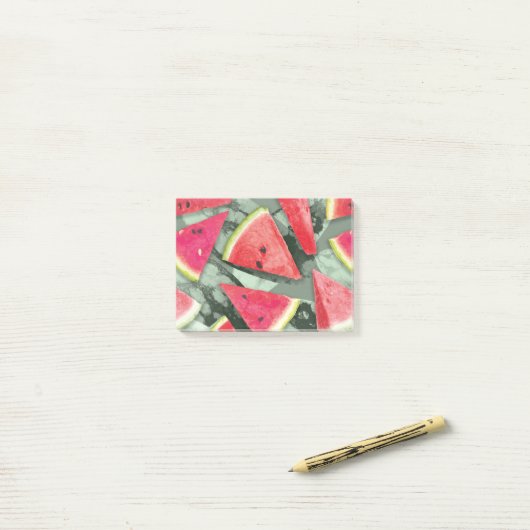 Watermelonpatrooncreatie 4 post-it® notes (Op bureau)