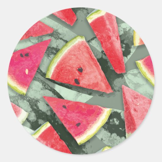 Watermelonpatrooncreatie 4 ronde sticker (Voorkant)