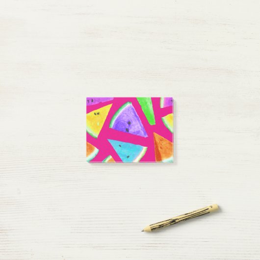 Watermelonpatroonvorming 9 post-it® notes (Op bureau)