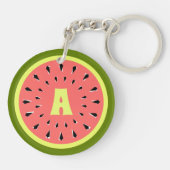 Watermelonroze monogram dubbelzijdig sleutelhanger (Achterkant)