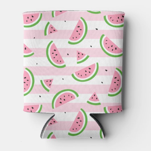 Watermelonroze strippatroon blikjeskoeler (Voorkant)