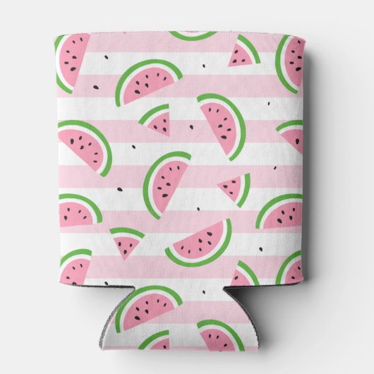 Watermelonroze strippatroon blikjeskoeler (Achterkant)
