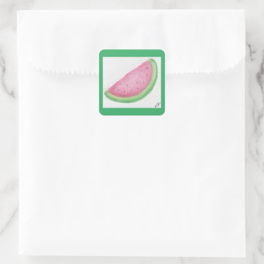Watermelonsegment Vierkante Sticker (Tas)