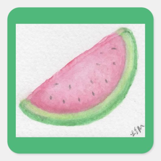 Watermelonsegment Vierkante Sticker (Voorkant)