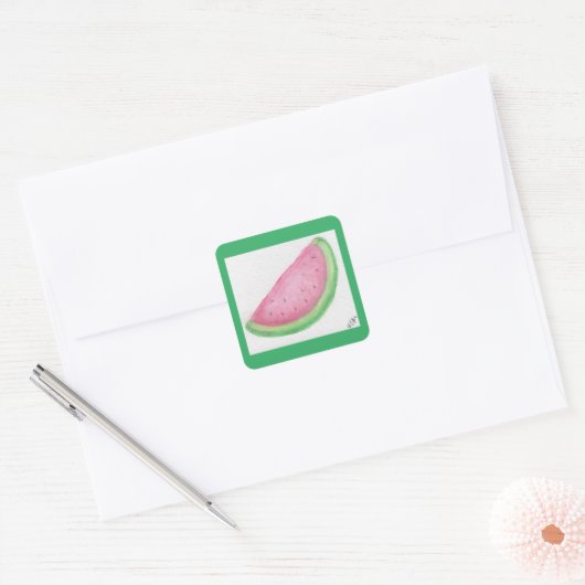 Watermelonsegment Vierkante Sticker (Envelop)