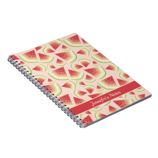 Watermelonspatroon met aangepaste titel of naam notitieboek (Rechterzijde)