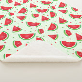 Watermelonspatroon Verfrissend fruit Licht groen Sherpa Deken (3/4)