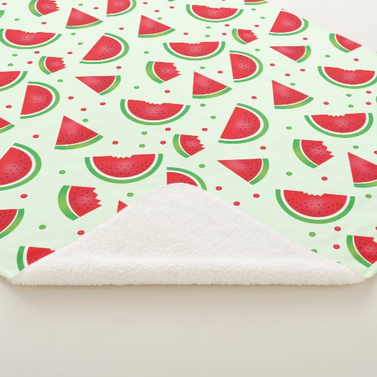 Watermelonspatroon Verfrissend fruit Licht groen Sherpa Deken (3/4)