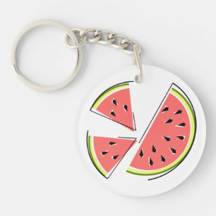 Watermelonstukken met dubbelzijdige zijde sleutelhanger