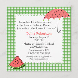 Watermelonthema Baby shower Aangepaste uitnodiging