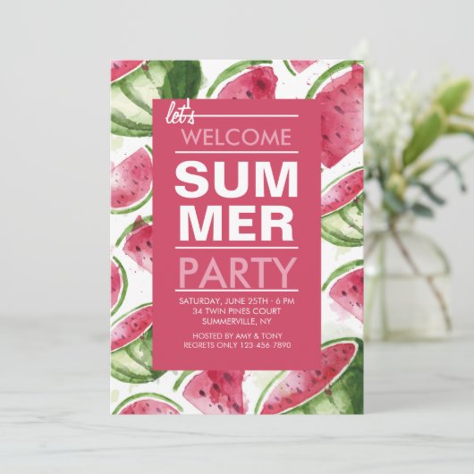 Watermelonuitnodiging Kaart (Staand voorkant)