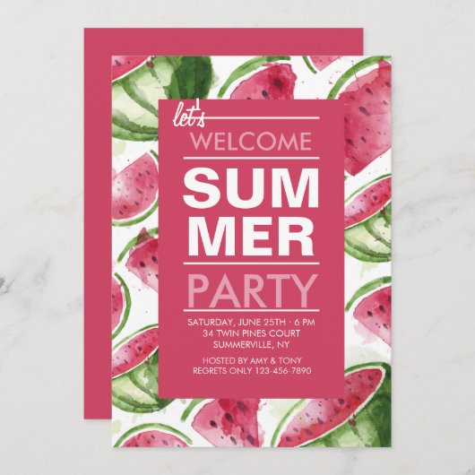 Watermelonuitnodiging Kaart (Voorkant / Achterkant)