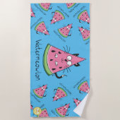 Watermeowlon Watermeloen Kat Funny Beach Towel Strandlaken (Voorkant)