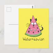 Watermeowlon Watermeloen Kat Funny Briefkaart (Voorkant / Achterkant)