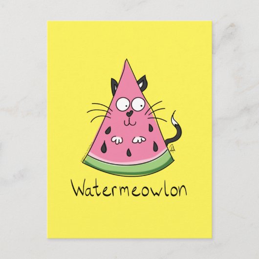Watermeowlon Watermeloen Kat Funny Briefkaart (Voorkant)