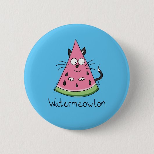 Watermeowlon Watermeloen Kat Funny Button Pin (Voorkant)