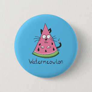 Watermeowlon Watermeloen Kat Funny Button Pin