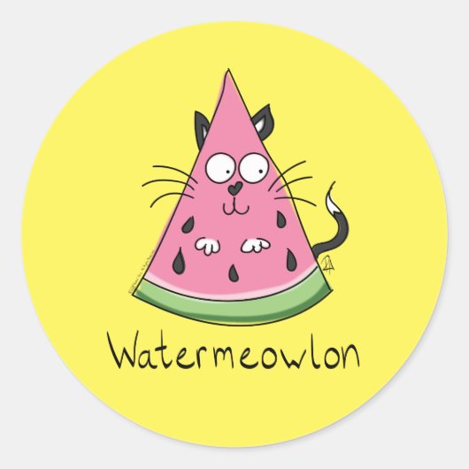 Watermeowlon Watermeloen Kat Funny Stickers (Voorkant)