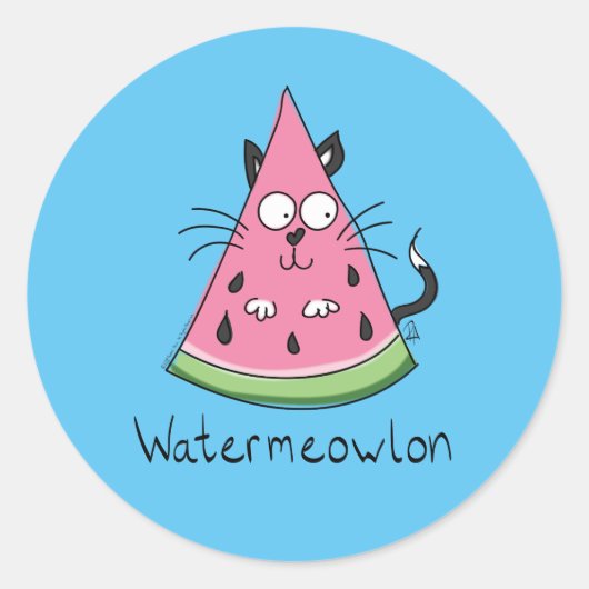 Watermeowlon Watermeloen Kat Funny Stickers (Voorkant)