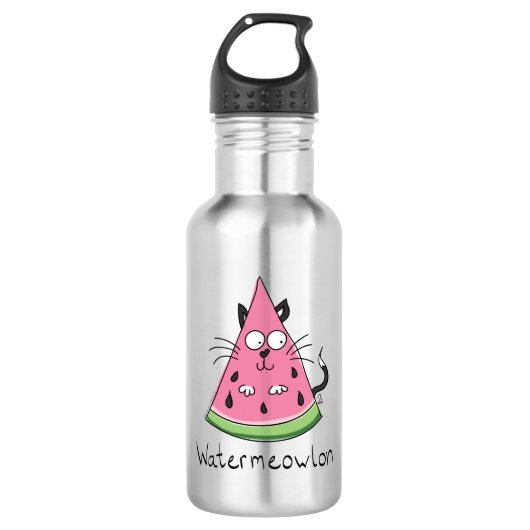 Watermeowlon Watermeloen Kat Funny Water Fles (Voorkant)
