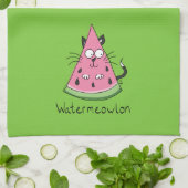 Watermeowlon Watermelon Cat Funny Kitchen Towel Theedoek (Gevouwen)