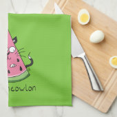 Watermeowlon Watermelon Cat Funny Kitchen Towel Theedoek (Quarter Fold)