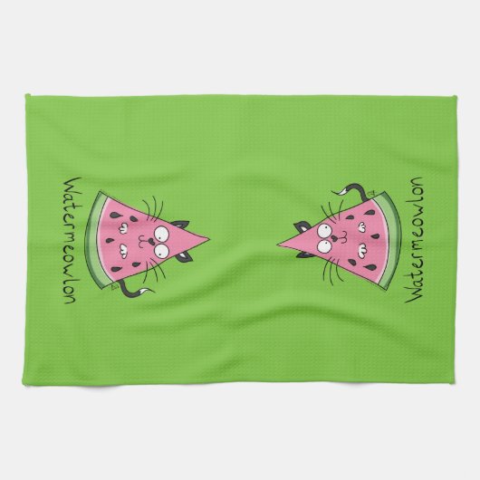 Watermeowlon Watermelon Cat Funny Kitchen Towel Theedoek (Horizontaal)