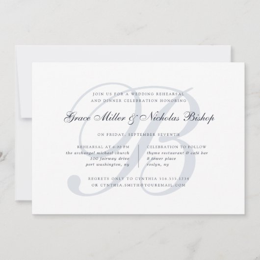 Watermerk | Elegant Monogram repetitief diner Kaart (Voorkant)