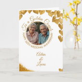 Watermerk Gold Heart 50ste bruiloft Jubileum Kaart (Gele Bloem)