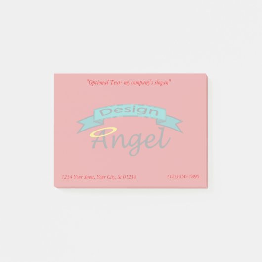 Watermerk met rood Logo en contactgegevens Post-it® Notes (Voorkant)