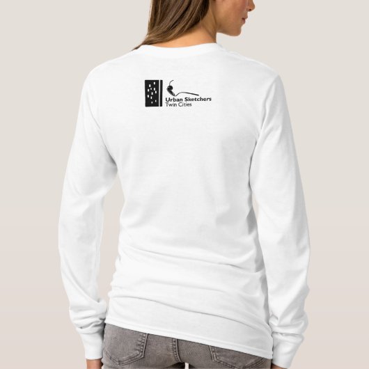 Watermerk Vrouwen Lange Mouw Basic T-shirt (Achterkant)