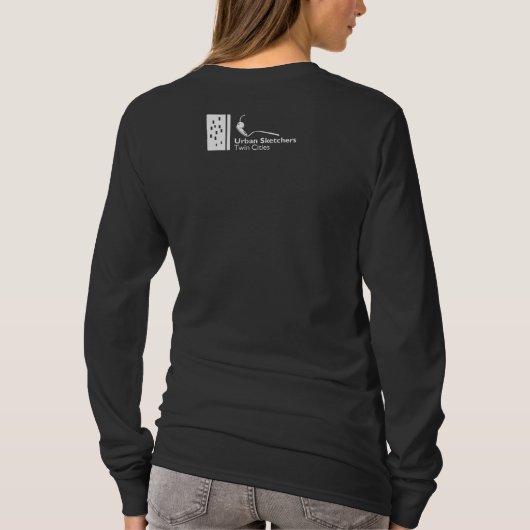 Watermerk Vrouwen Zwart Lange Mouw T-shirt (Achterkant)