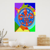 Watermeter met Abstracte Yat-kleuren Poster (Keuken)
