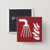 Watermist applicator veiligheidsbord vierkante button 5,1 cm (Voorkant /achterkant)