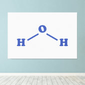 Watermoleculaire chemische formule canvas afdruk (Insitu (Houten vloer))