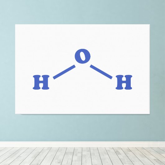 Watermoleculaire chemische formule canvas afdruk (Insitu (Houten vloer))