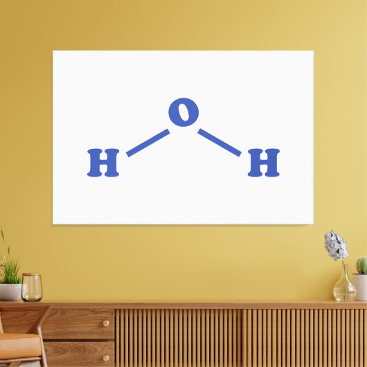 Watermoleculaire chemische formule canvas afdruk (Insitu (Woonkamer))