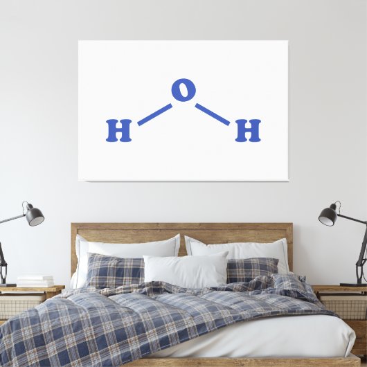 Watermoleculaire chemische formule canvas afdruk (Insitu (Slaapkamer))