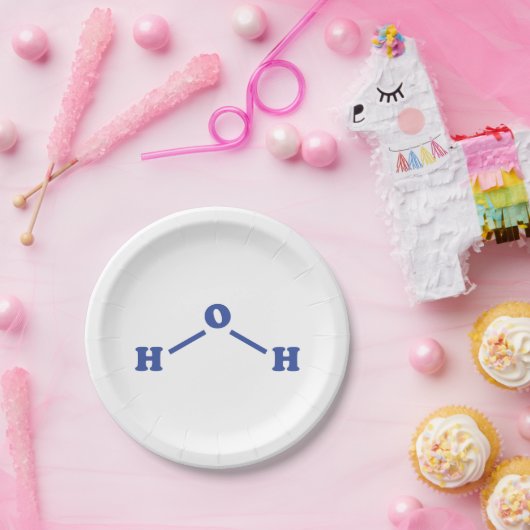 Watermoleculaire chemische formule papieren bordje (Feest)