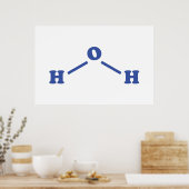 Watermoleculaire chemische formule poster (Keuken)