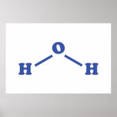Watermoleculaire chemische formule poster (Voorkant)