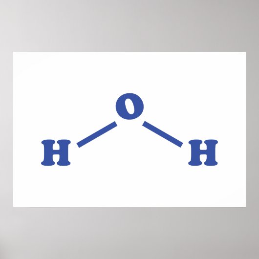 Watermoleculaire chemische formule poster (Voorkant)