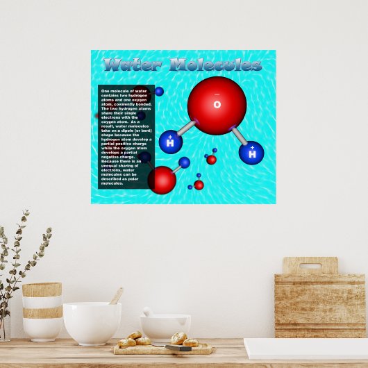 Watermoleculen Poster (Keuken)