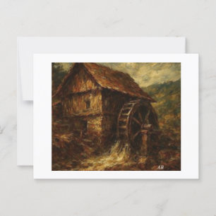 Watermolen bij de beek, briefkaart