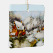 Watermolen in de sneeuw keramisch ornament (Rechts)