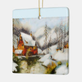 Watermolen in de sneeuw keramisch ornament (Links)
