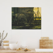 Watermolen in Gennep 3 | Retro stijl kunst Poster (Keuken)