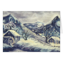 Watermolen in Snowy Mountain Landscape Geschilderd